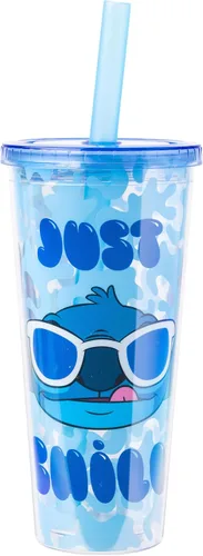 Miniatura 14 de Silver Buffalo Disney Lilo y Stitch Saludos desde Hawái con Scrump, Vaso de doble pared con forma de piña, 473 ml (16 oz)
