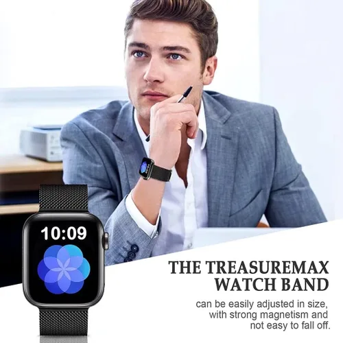 Miniatura 6 de Sunnywoo Correa de metal de acero inoxidable compatible con correas de Apple Watch de 1.496 in, 1.575 in, 1.614 in, 1.654 in, 1.732 in, 1.772 in