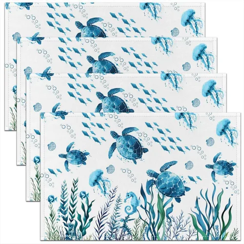 Miniatura 22 de jejeloiu Juego de 4 manteles individuales decorativos de hongos de 18 x 12 pulgadas, manteles individuales de mesa con diseño de hongos de dibujos