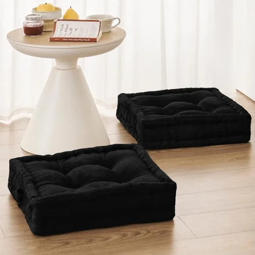 Miniatura 17 de Wellsin Almohadas cuadradas sólidas para el suelo para adultos y niños, cojín grande de meditación con espuma gruesa y funda de terciopelo lavable
