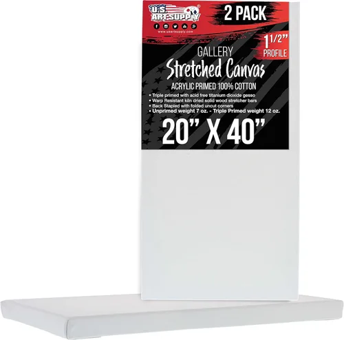 Miniatura 27 de U.S. Art Supply Lienzo estirado mediano para pintar de 12 x 48 pulgadas, profundidad de galería de 1-1/2 pulgadas de grosor, paquete de 2 – triple