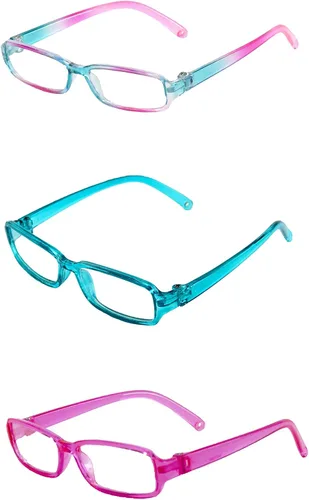 American Fashion World Gafas rectangulares multicolor para muñecas de 18 pulgadas | 3 pares | Calidad premium y diseño moderno | Accesorios para