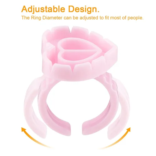 Miniatura 4 de 300 anillos de extensión de pestañas en forma de corazón, taza de pegamento para pestañas de volumen, anillos de extensión de pestañas