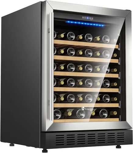Miniatura 8 de KingChii Refrigerador de vino de doble zona de 15 pulgadas, con 26 botellas, compresor profesional, acero inoxidable y vidrio templado para vino