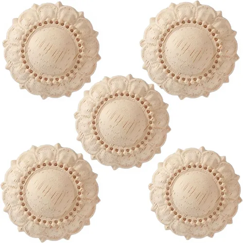 Miniatura 11 de 4 piezas de madera tallada de onlay apliques de madera de rosa tallada para muebles de cama, decoración de gabinete