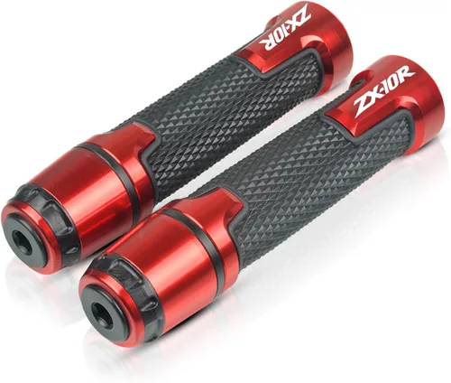 Miniatura 3 de Universal 7/8 '' 0.866 in motocicleta Powersports manillar Grips con extremos de agarre para Kawasaki ZX10R Rojo