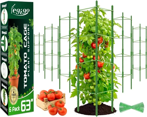 Miniatura 10 de Legigo Paquete de 4 jaulas de tomate de 4 pies para soporte de plantas de jardín, estacas de jardín de hasta 48 pulgadas, jaula de tomate