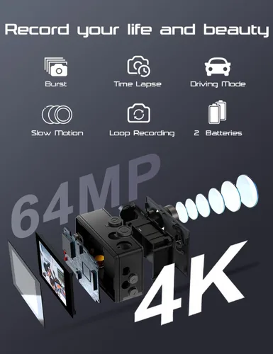 Miniatura 2 de Apexcam M80 AIR 4K 60FPS 64MP EIS WiFi Cámara de acción impermeable Cámara submarina 40M Cámara deportiva 2.0'LCD 2.4G Control remoto 2X1350mAh