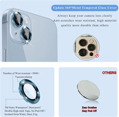 Miniatura 3 de Protector de lente de cámara de metal de aleación de alta calidad, protector de pantalla de vidrio templado compatible con iPhone 14 / Plus, ultra