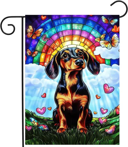 Miniatura 10 de Bandera floral de jardín Golden Retriever para jardín, banderas de bienvenida para exteriores de 12 x 18 pulgadas, bandera de perro de flores