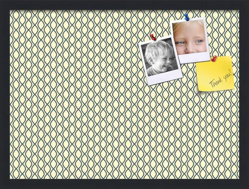 Miniatura 129 de PinPix Tablero de anuncios de corcho de 13 x 13 pulgadas. Este tablero decorativo enmarcado viene con diseño de ondas en blanco y negro y un marco