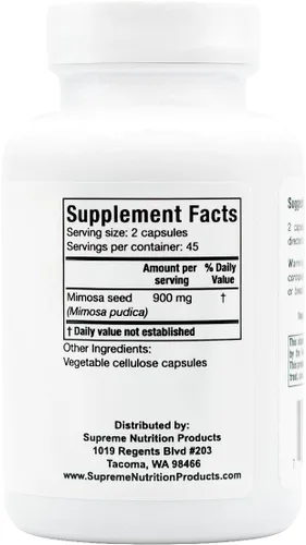 Miniatura 3 de Supreme Nutrition Mimosa Supreme, 90 cápsulas puras de semillas de Mimosa Pudica