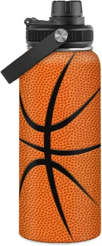 Miniatura 6 de Botella de agua de béisbol – Botellas deportivas aisladas de acero inoxidable de 32 onzas con tapa – Hombres amantes del béisbol jugador aficionado
