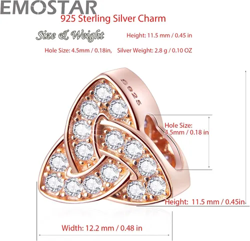 Miniatura 3 de EMOSTAR Rose Gold Valentine's Day Charms fits European Bracelet, Boy and Girl in Love, I Love You Gesture, Stars Crescent Moon, Crown, Celtic Knot
