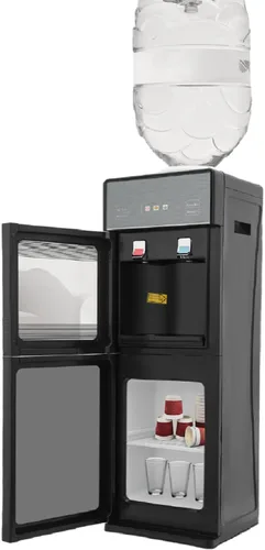 Dispensador de enfriador de agua de carga superior, dispensador de agua gris con capacidad para botella de 5 galones, recipiente de agua caliente