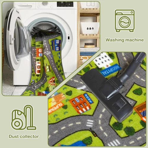 Miniatura 6 de STARUIA Alfombra de juego para niños, 60 x 32 pulgadas, ultra antideslizante, alfombra educativa para niños, alfombra de coche lavable