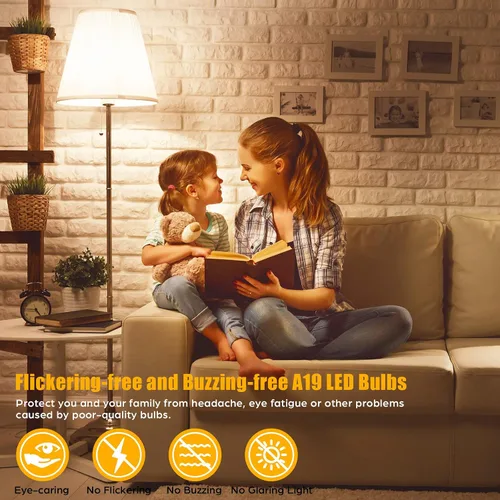 Miniatura 6 de Bombillas LED equivalentes a 100 W, 1500 lúmenes, A19 13 W 2700 K, blanco cálido, no regulable, superbrillante, sin parpadeo, bombillas de rosca