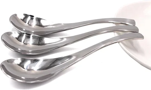 Miniatura 6 de Juego de 6 cucharas de sopa de acero inoxidable de 6 a 6.5 x 1.8 pulgadas con aspecto moderno, excelente forma (6)