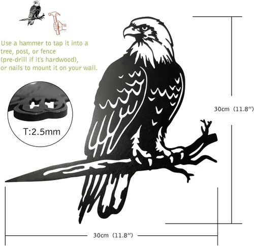 Miniatura 6 de OULYDEKO Estatua de águila calva de metal para jardín, decoración de árbol al aire libre, regalo de estatua de águila para hombres