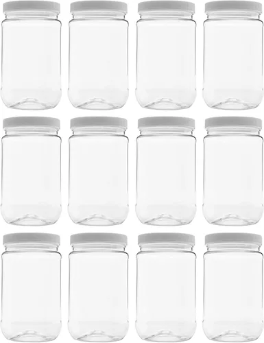 Miniatura 8 de Tarros de almacenamiento de plástico con tapas a prueba de fugas, sin BPA, lavar a mano solo (128 onzas, 2 unidades, blanco)