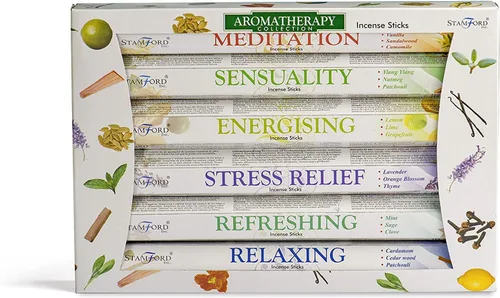 120 varillas de incienso premium de aromaterapia de Stamford Hex Range - Paquete de regalo de incienso relajante, alivio del estrés, meditación,