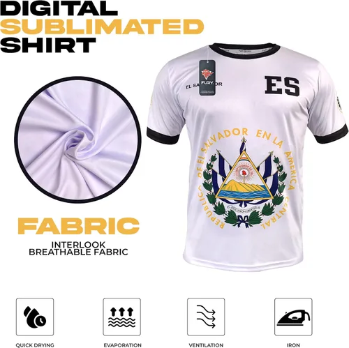Miniatura 5 de Fury Camiseta de fútbol El Salvador - Camisa unisex blanca y negra para todos los salvadoreños