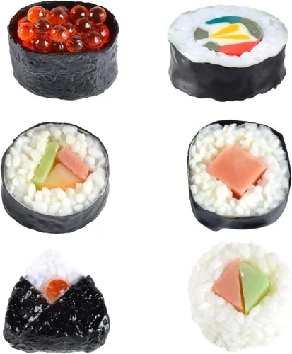 6 piezas falso Susi simulado Onigiri realista modelo de comida artificial realista Susi para el hogar cocina exhibición fotografía accesorios