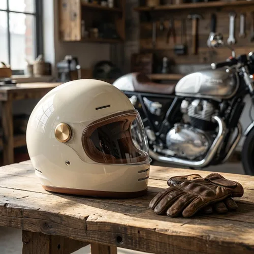 Miniatura 5 de Casco retro para motocicleta Loyoriwy para adultos: Casco integral vintage con sistema de ventilación, diseño impermeable para motociclismo Blanco
