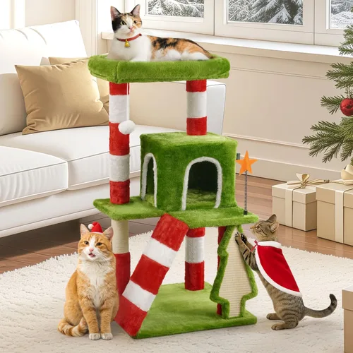 Miniatura 14 de BOWHAUS Árbol alto para gatos grandes o gatitos de interior, árbol de actividades para gatos de varios niveles con postes rascadores, hamaca