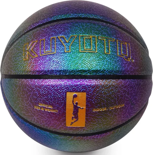 KUYOTQ Kids Youth Women Basketball - Shiny Purple Leather Size 3/4/5/6 - 22/25.5/27.5/28.5" Dazzle Textured Basketball for Boys and Girls (Deflated,