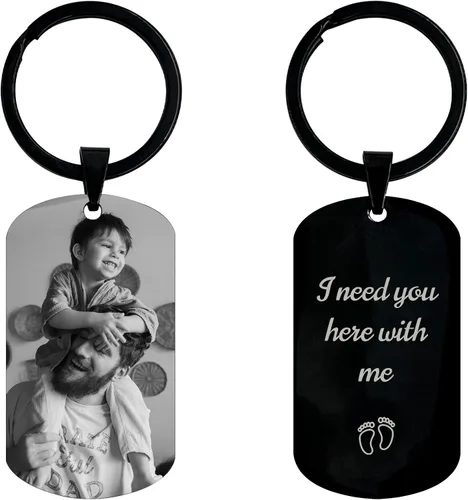 BotheYi Llaveros personalizados con fotos personalizadas, llaveros con texto grabado, nombre de perro para novio, hombres, regalos conmemorativos