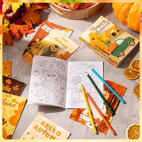 Miniatura 5 de Liliful 144 piezas de libro para colorear de calabaza a granel para adultos, otoño, bricolaje, arte, alivio del estrés, libro de dibujo con patrones