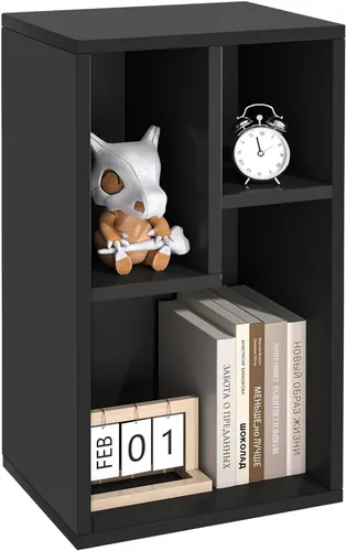 Miniatura 25 de VECELO Estantería para niños, 2 en 1 con estantes y 3 cubos de diferentes tamaños, organizador de madera para almacenamiento de juguetes para Blanco