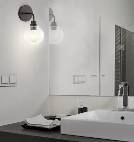 Miniatura 5 de JONATHAN Y Lámpara de pared LED de bronce aceitado de 6.5 pulgadas para baño, pantalla de vidrio sembrado transparente, accesorio industrial