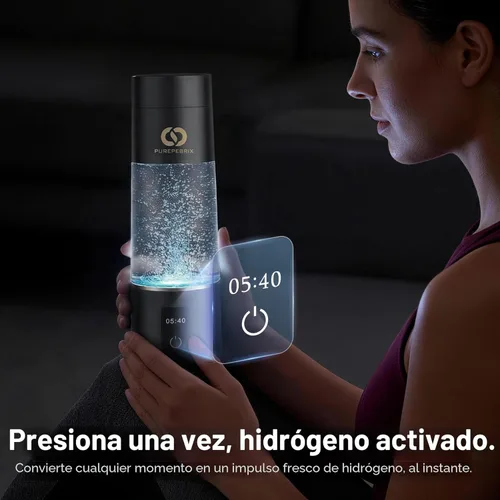 Miniatura 4 de PUREPEBRIX Generador de botellas de agua de hidrógeno - Máquina de agua de hidrógeno de 6400 PPB Regalo de bienestar certificado por IHSA para Gris