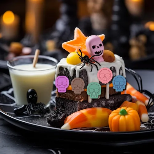Miniatura 5 de 2 moldes de silicona de calavera de Halloween, 12 cavidades con forma de calavera, molde de fondant, lindo molde decorativo de chocolate