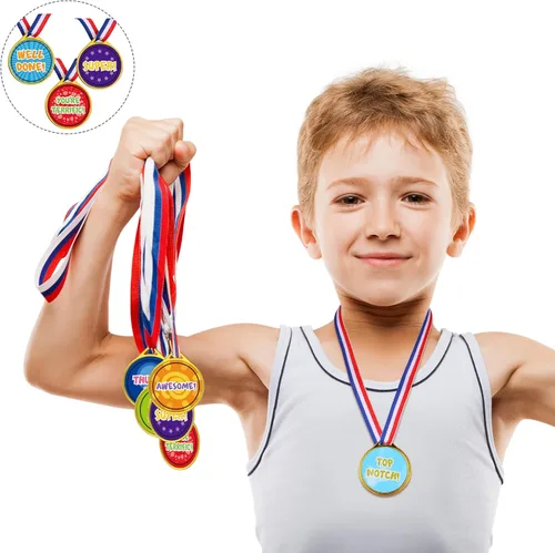 Miniatura 5 de Gejoy Medallas de premio, medallas surtidas para premios para niños, medallas de premio de plástico estilo surtido, medallas de premio para niños