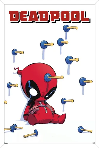 Miniatura 14 de Trends International Marvel Comics Deadpool - Póster de pared de dardos, 22.375 x 34 pulgadas, paquete de impresión premium y colgador negro