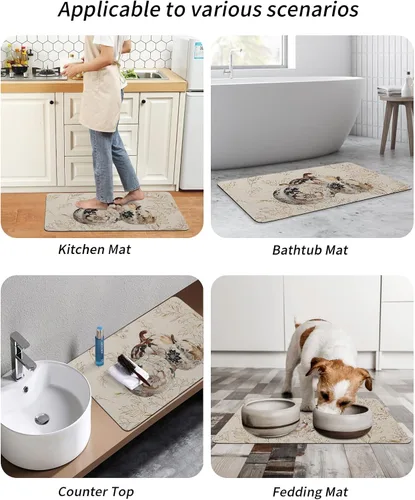 Miniatura 6 de Tapete de baño de otoño para bañera, tapete antideslizante de secado rápido y absorbente, tierra de diatomeas, cocina, ducha, fregadero, lavable