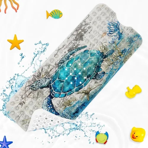 Miniatura 10 de Alfombra de baño para bebé para niños, lindo dinosaurio animal de 40 x 16 pulgadas, extra larga, antideslizante, con dibujos animados