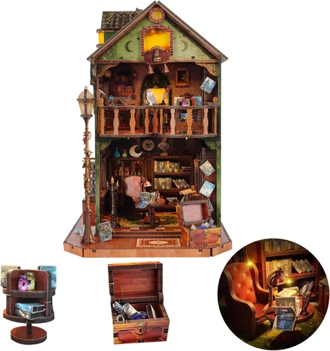 Miniatura 9 de Kit de casa en miniatura para bricolaje, kit de casa de muñecas para adultos para construir, kit de mini casa con LED, kits de diorama