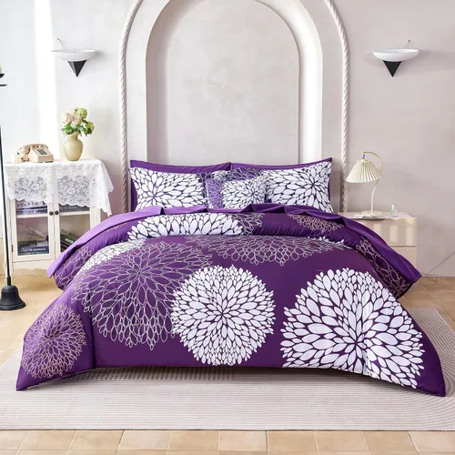 Miniatura 18 de Koniroom Juego de Edredón Twin - Juego de Edredón Floral Reversible Tamaño Twin, 2 Piezas Bonito Juego de Cama Twin de Flores y Plantas para Todas