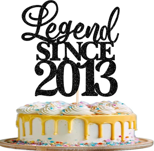 Rsstarxi 1 paquete de decoración de pastel con purpurina de leyenda desde 2012 para decoración de tarta de cumpleaños 13 años para decoración de