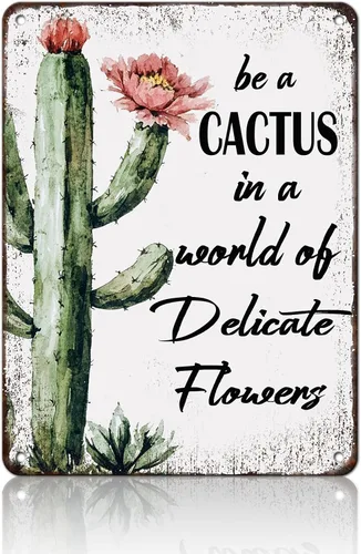 Miniatura 8 de Cartel de metal con diseño de cactus No Pricks Allowed de 8 x 12 pulgadas para decoración de pared