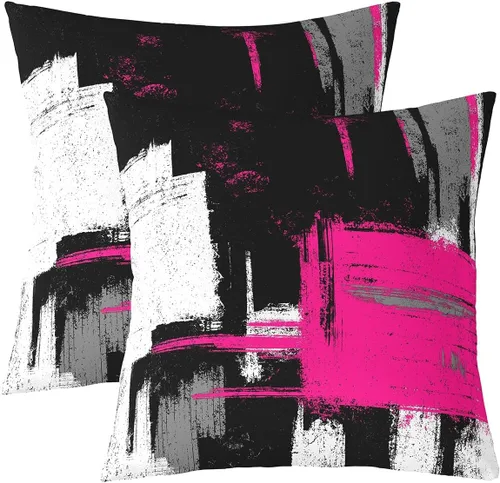 Miniatura 19 de Juego de 2 fundas de almohada abstractas de 16 x 16 pulgadas para niños, niñas, adolescentes, decoración de dormitorio, moderna a rayas, decoración