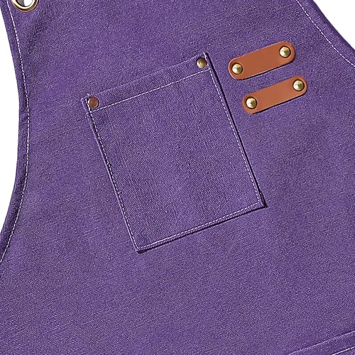 Miniatura 4 de Delantales de chef AFUN para hombres y mujeres con bolsillos grandes, delantal de trabajo ajustable de lona de algodón con espalda cruzada Púrpura