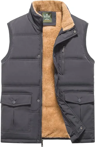 Miniatura 14 de XinYangNi Chaleco de invierno con forro polar para hombre, chaqueta de burbujas cálida e informal