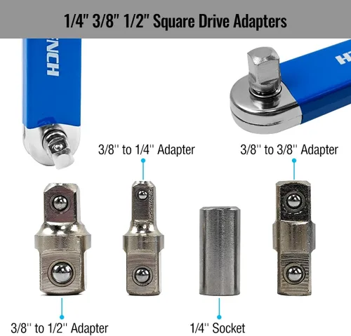 Miniatura 4 de Llave de extensión compensada de impacto lista de Bqweun, juego de llave de extensión de alcance estrecho, con adaptadores de accionamiento cuadrado