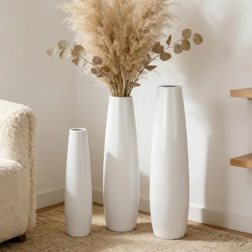 Miniatura 8 de White - Florero de cerámica de 28 pulgadas de alto, jarrones decorativos grandes para decoración moderna del hogar, sala de estar, jarrón grande