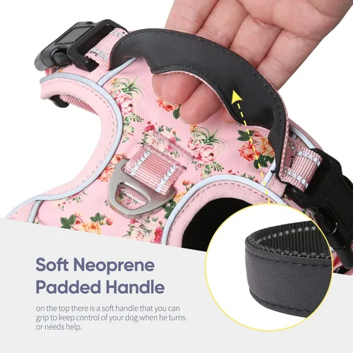 Miniatura 4 de Arnés para perro HEELE, arnés reflectante ajustable y acolchado sin tirones para perros pequeños, medianos y grandes con asa para caminar